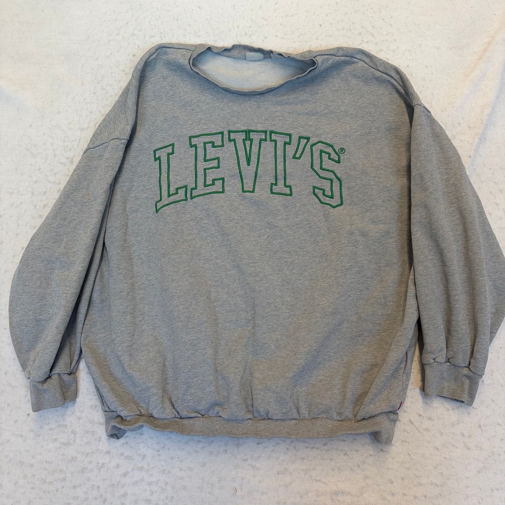 Levi's Sweatshirt Mens Medium Gray Green Graphic Pullover Crewneck